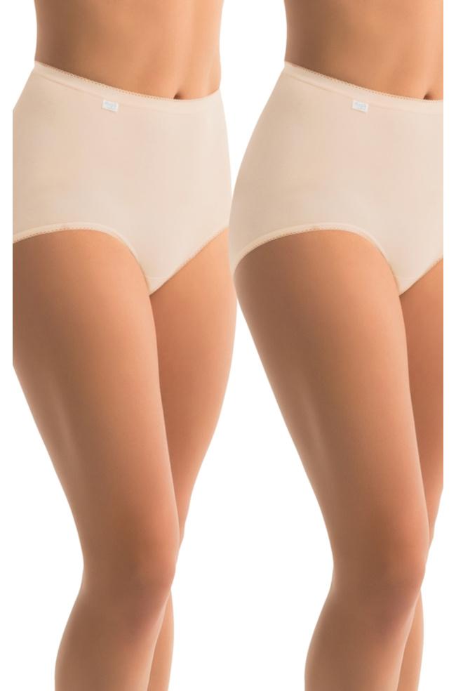 Pack of two Sloggi full briefs in black and white, size 12, featuring soft cotton material.