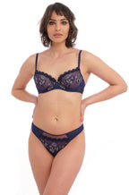 Sakura Tanga G-String (Navy)  Available in size L only - Not Just Bras